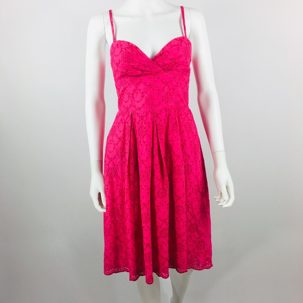 Lilly Pulitzer Sundress Hot Pink Eyelets 2 Cotton